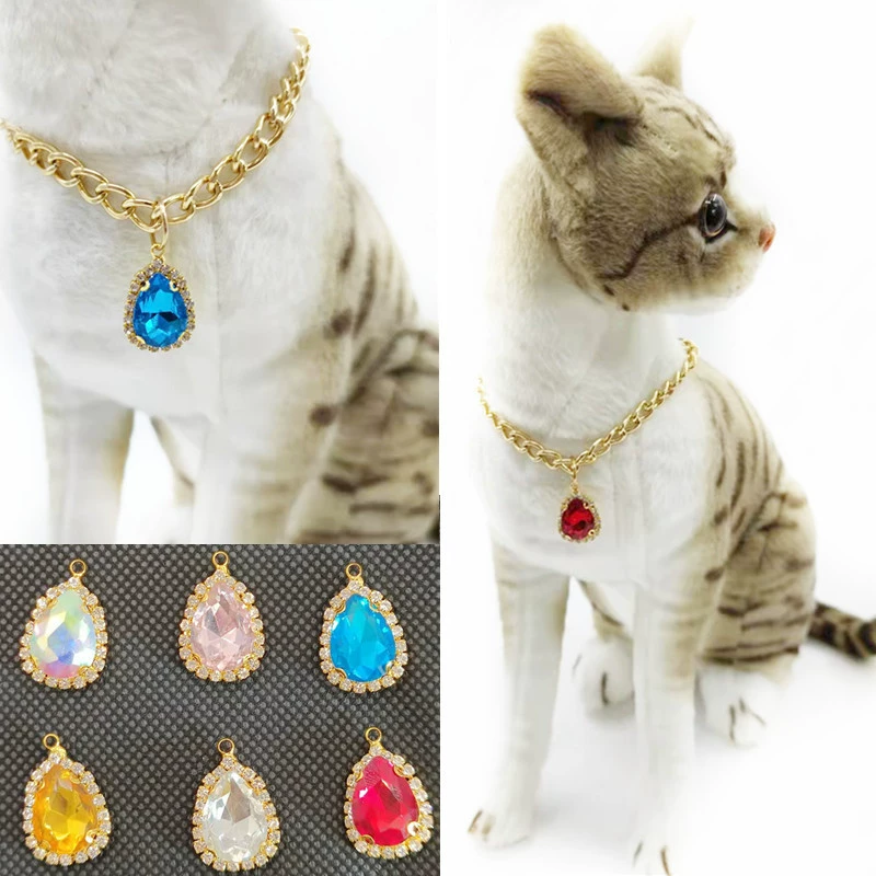 Трансграничное новое ожерелье для домашних животных кристалл кулон кошка Тедди воротник регулируемый принцесса ветер золотое ожерелье оптом
