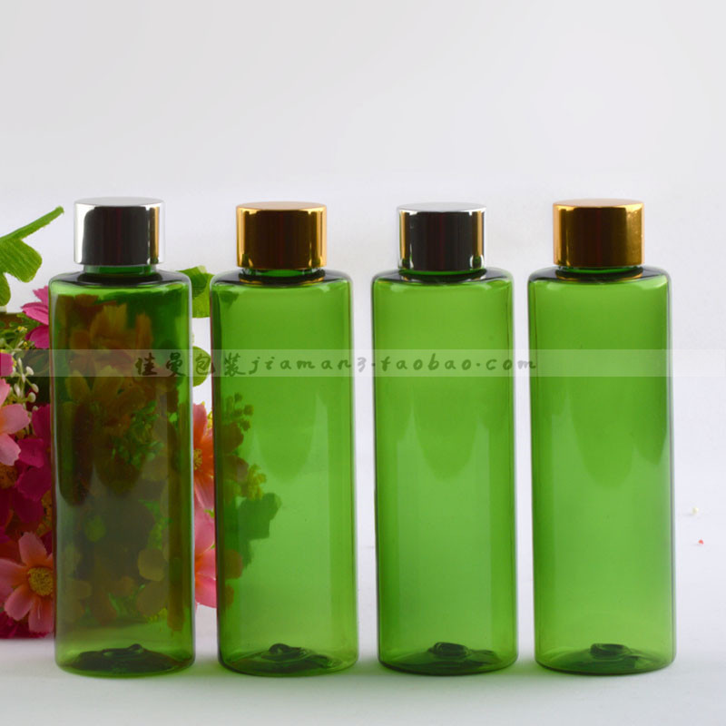 塑料瓶配铝盖金银色金属旋盖150ml绿色瓶子纯露瓶分装瓶包材