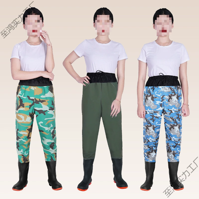 Женские бахилы длиной до талии, утолщенная сверхлегкая водонепроницаемая одежда средней длины, дождевые штаны, рыболовные штаны, цельные резиновые сапоги с водяной вилкой, износостойкие.