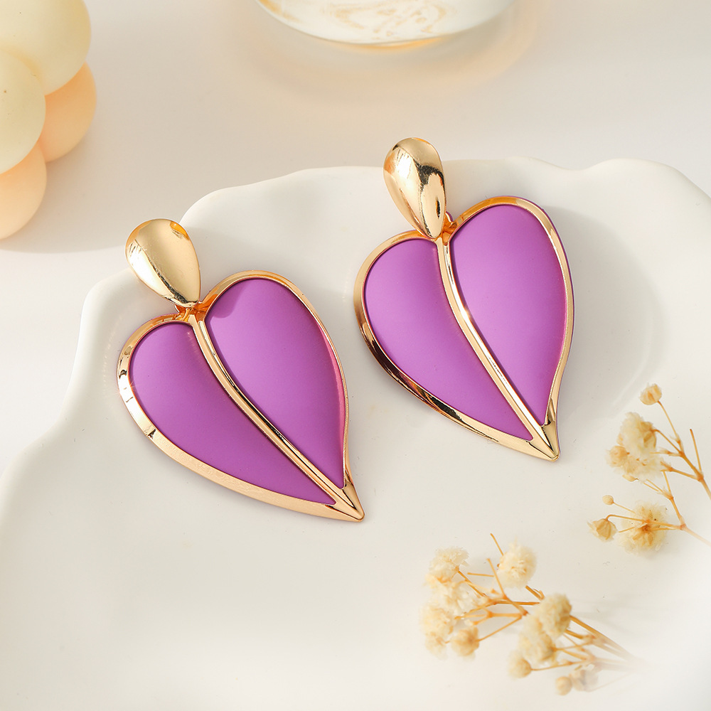 Princess Heart Shape Metal Spray Paint Plating Women's Drop Earrings display picture 4