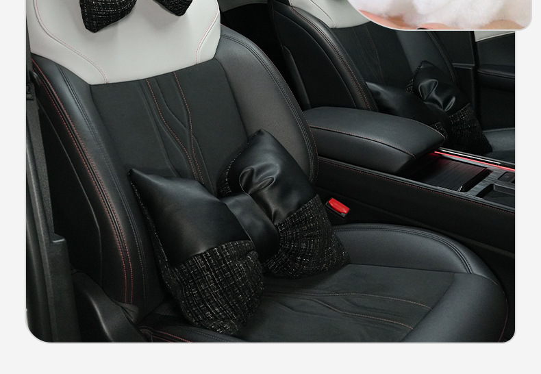Car headrest lumbar support Chanel style comfortable soft seat neck pillow lumbar cushion four seasons universal car headrest back cushion