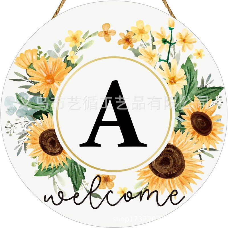 Cross-Border 26-Letter Sunflower Decorative Letter R Wreath Wooden Welcome Sign Floral Hanging Decoration for Front Door Cross-Border 26-Letter Sunflower Decorative Letter R Wreath Wooden Welcome Sign Floral Hanging Decoration for Front Door