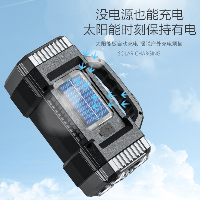 Transfronterizo nueva lámpara de mano al aire libre USB carga multifuncional luz de emergencia solar luz lateral lámpara de mano