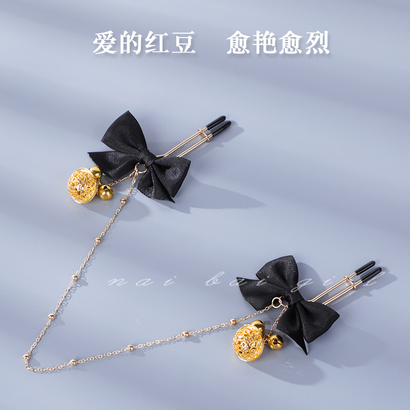 Sex toys sm bow nipple clamp couple flirting and teasing bell clamp couple interactive leather props