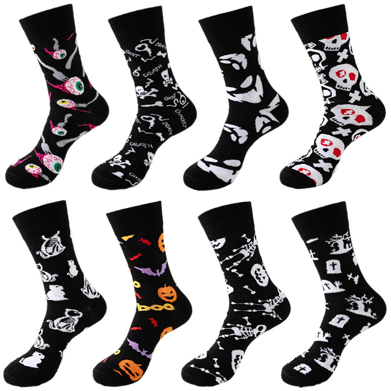 Cross-border Men's Socks Halloween Stockings Pumpkin Festival Ghost Festival plus size High Stockings Autumn and Winter Women's Fashionable Socks