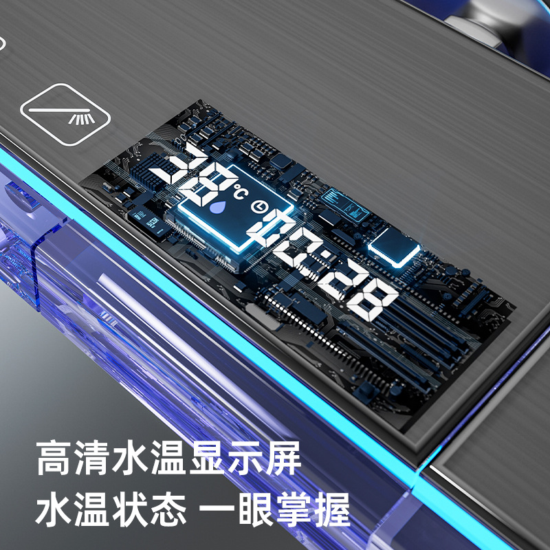 Juego completo de cabezal de ducha presurizado con pantalla digital tipo tecla de piano color gris metalizado, sistema de ducha multifuncional resistente al desgaste con temperatura constante