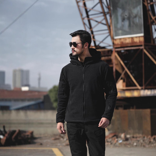 Outdoor thermal liner fleece fleece cold-proof jacket hood hooded coat