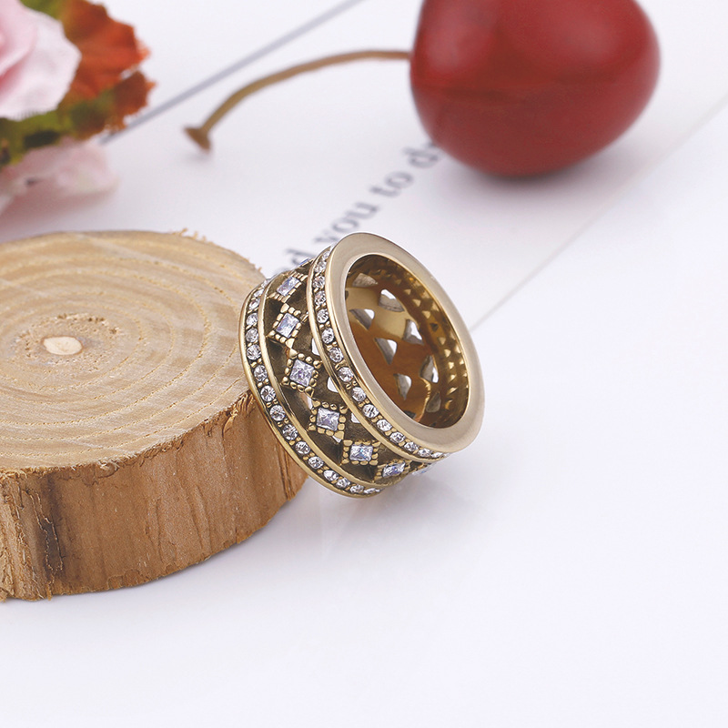 Rhombus Pattern Women'S Gender Fashion Geometric Stainless Steel Rings Diamond Stainless Steel Rings