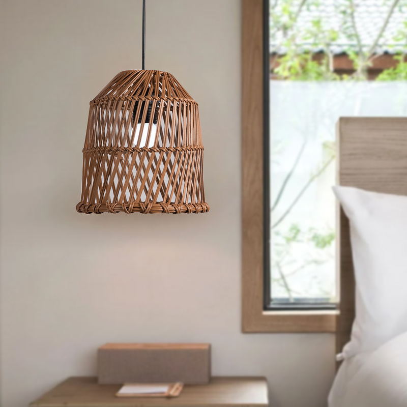 Pantalla de lámpara tejida a mano de ratán de imitación, candelabro de cuerda pastoral, iluminación, alojamiento, restaurante, hotel, restaurante de olla caliente, lámpara, lámpara de decoración