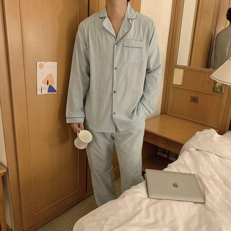 Product details picture_actual shot#new product#Men's comfortable and loose striped early autumn pajamas and home wear set