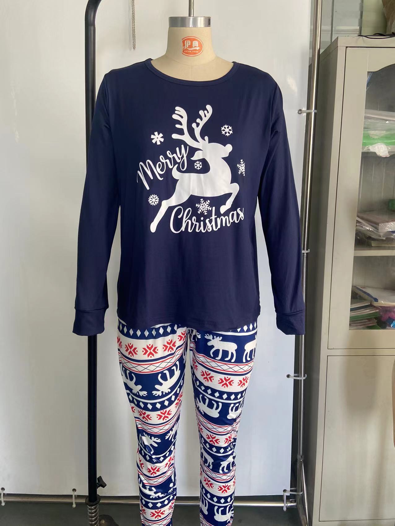 42g Weight Family Look Letter Elk Pant Co-ord Set T-shirt Two-Piece Sets