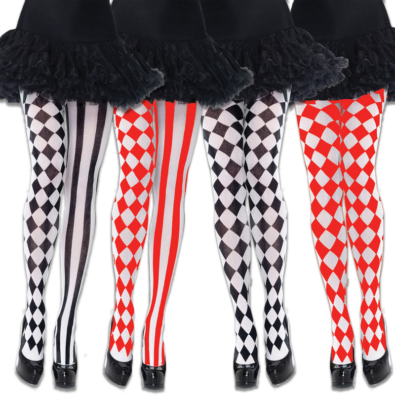 Halloween Clown Character Diamond-Shaped Vertical Stripe Costume Performance Props Festival Tights Cross-Border Amazon