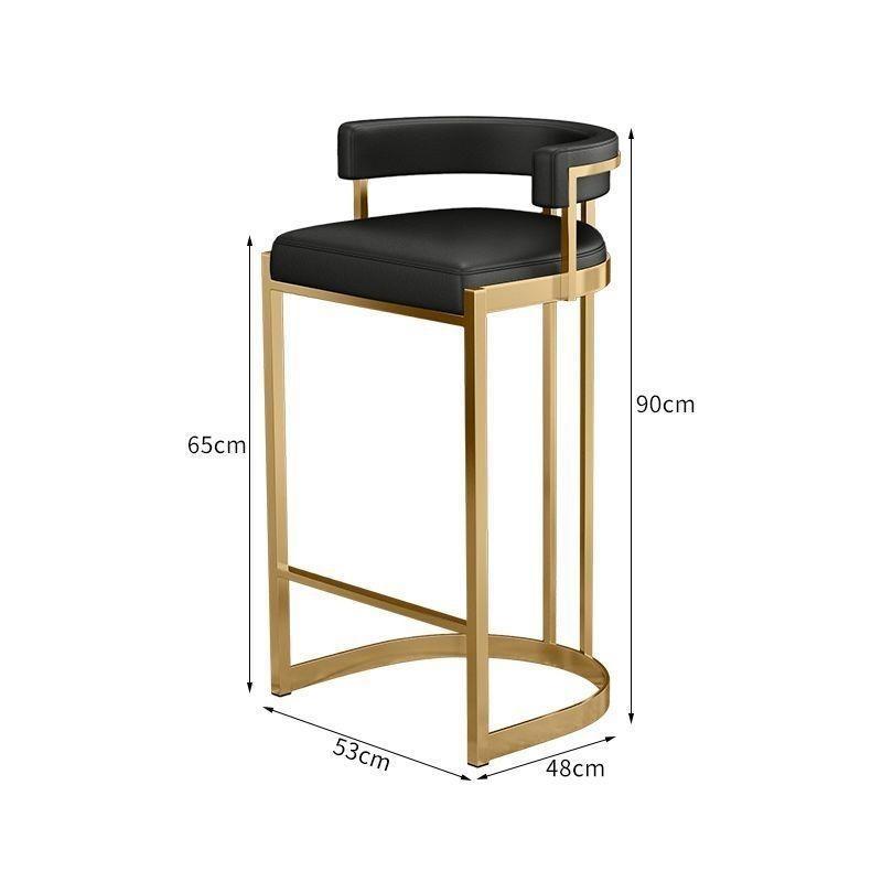 Silla de bar taburetes altos de hierro forjado respaldo casero tablero de aluminio escandinavo de lujo simple silla de bar silla alta image 8
