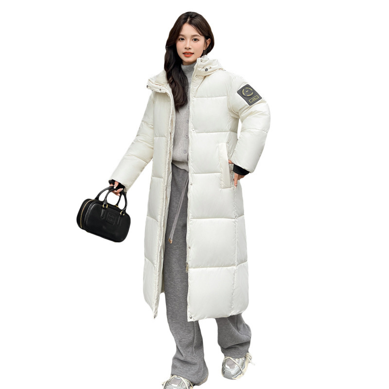 Invierno de mujer 2024 nueva moda coreana encapuchada estilo académico engrosado suelto chaqueta larga sobre la rodilla image 6