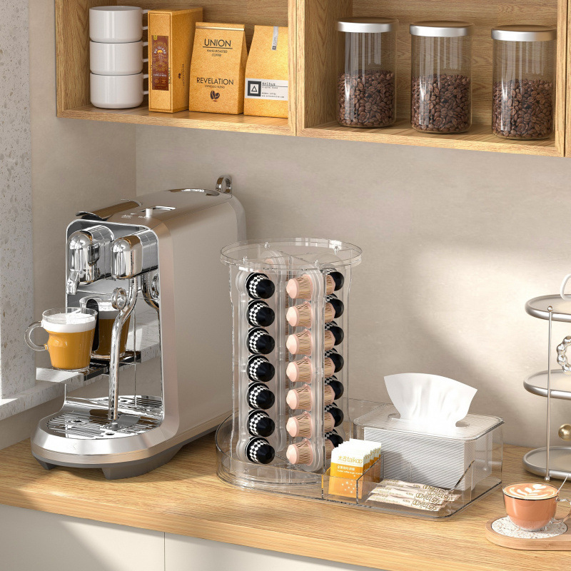 Capsule Coffee Storage Nespresso Nestle Starbucks Coffee Rack Automatic Rotatable Tea Room Multifunctional