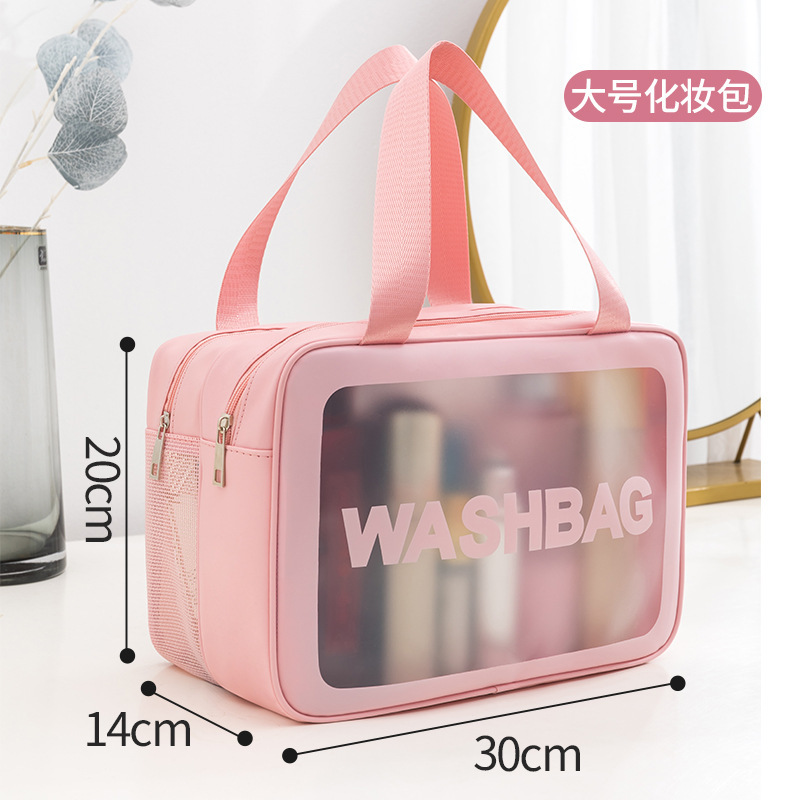 Bolsa de lavado de maquillaje transparente de tres piezas de PVC bolsa de baño de gran capacidad bolsa de almacenamiento portátil mate translúcida