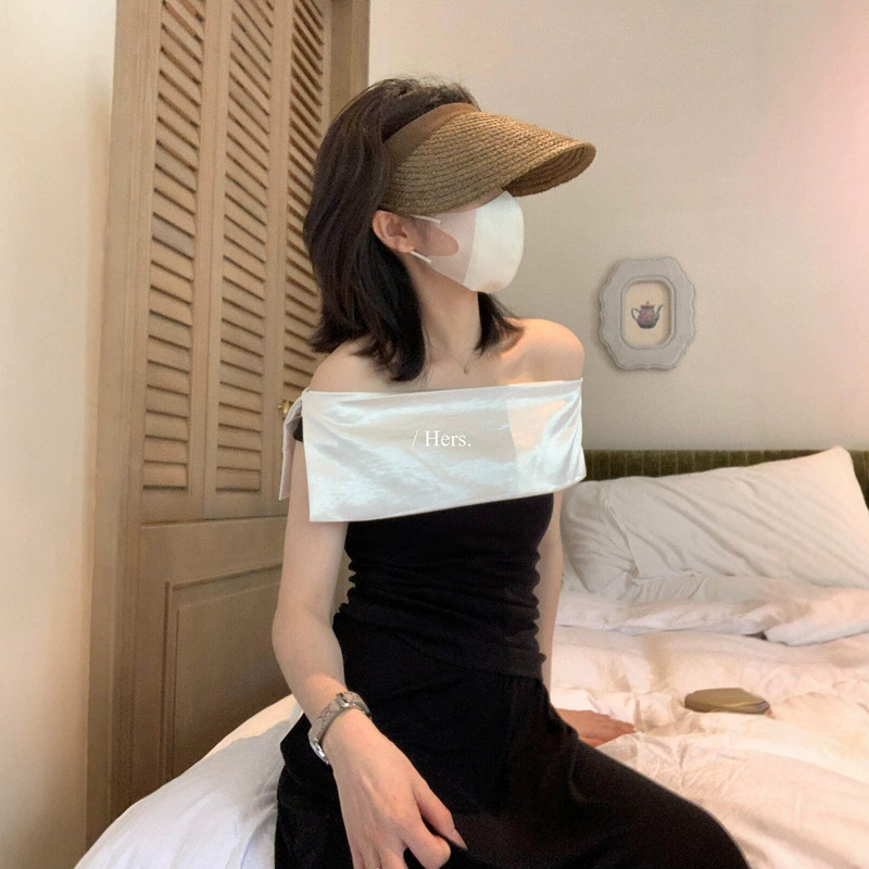 Hers Sweet Summer French Lazy Style Patchwork Design Slim Fit Turn-Down Collar Blouse 80532