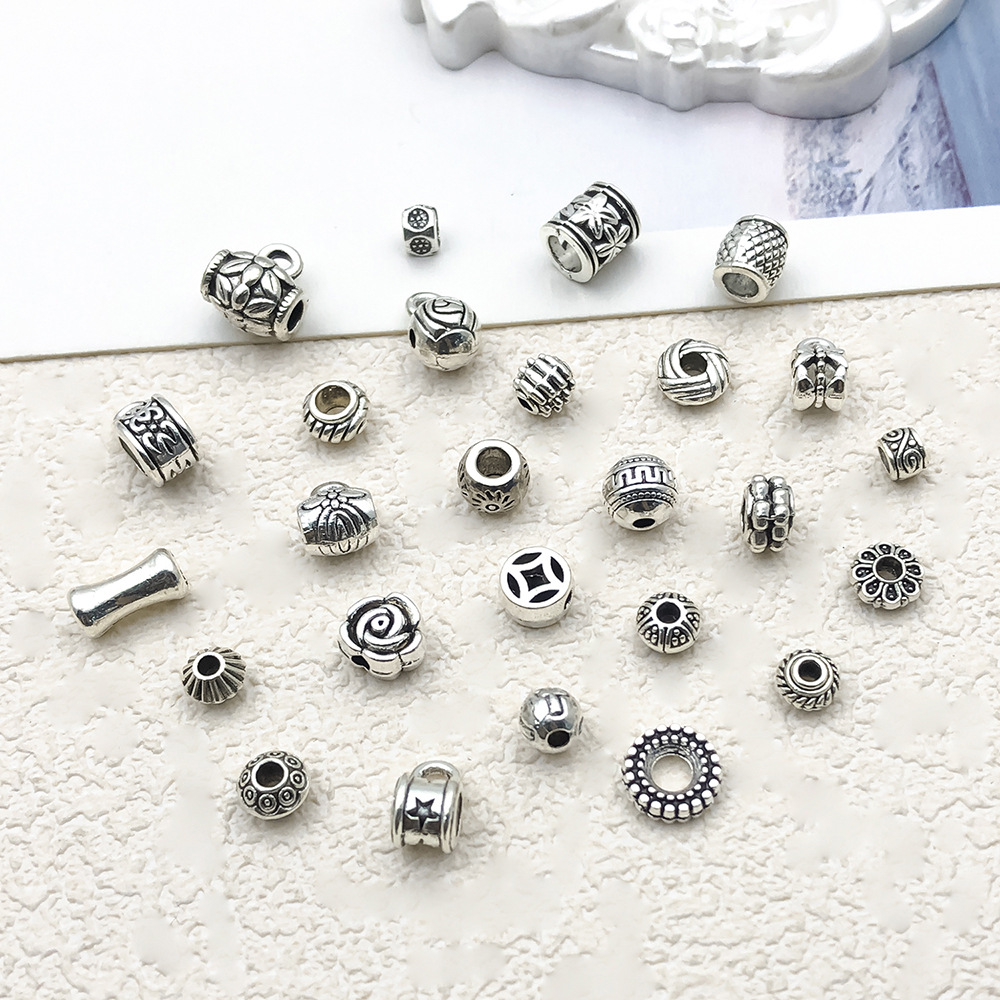 混26款藏银饰品配件吊坠花托隔珠DIY手链直管手工材料手链配饰详情9
