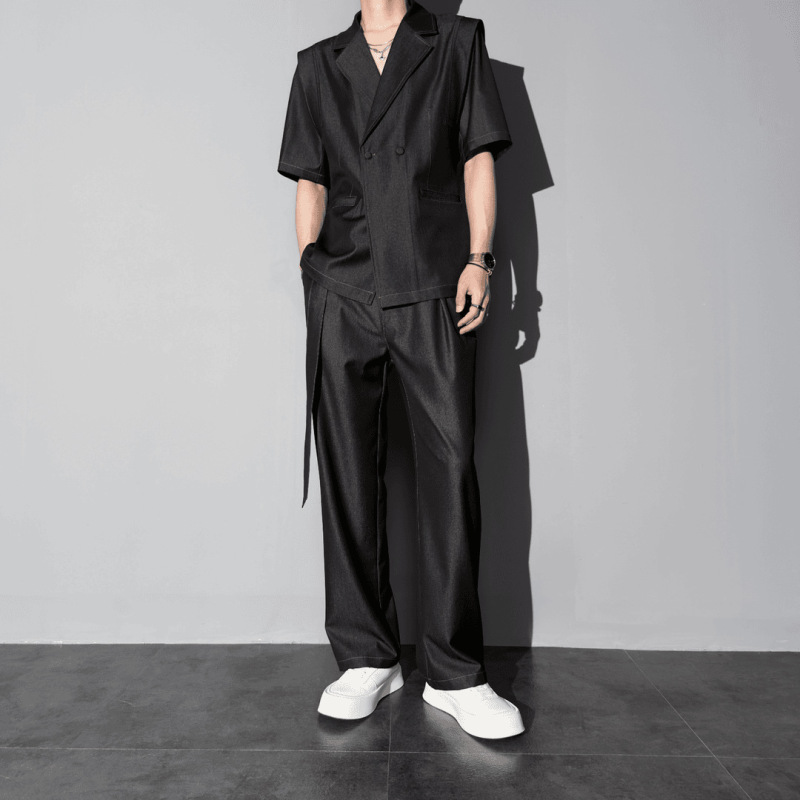 Summer Short-Sleeved Suit for Men, Fashionable and Casual, Thin and Loose-Fitting, Stylish Two-Piece Set