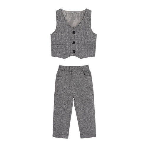 Children's suit autumn new style striped vest two-piece set one-piece drop-shipping baby boy's first birthday photography dress