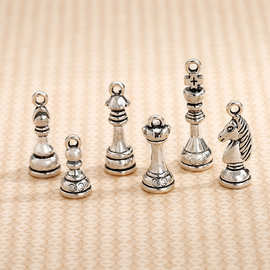 跨境热销国际象棋兵车象马王后 合金小吊坠项链耳环挂件 饰品配件