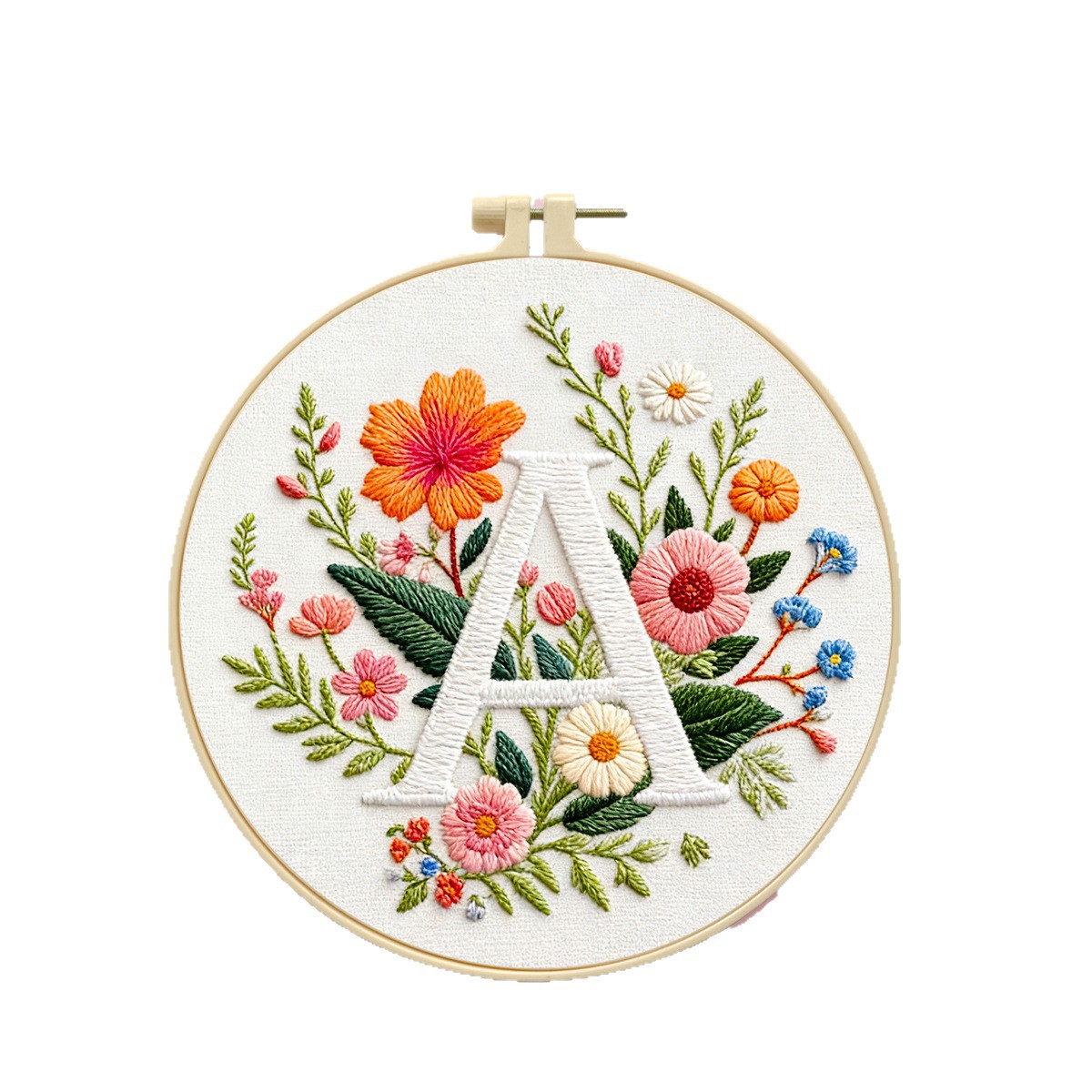 Bordado letra A floral bordado a mano material diy paquete europeo tridimensional transfronterizo Amazon venta caliente