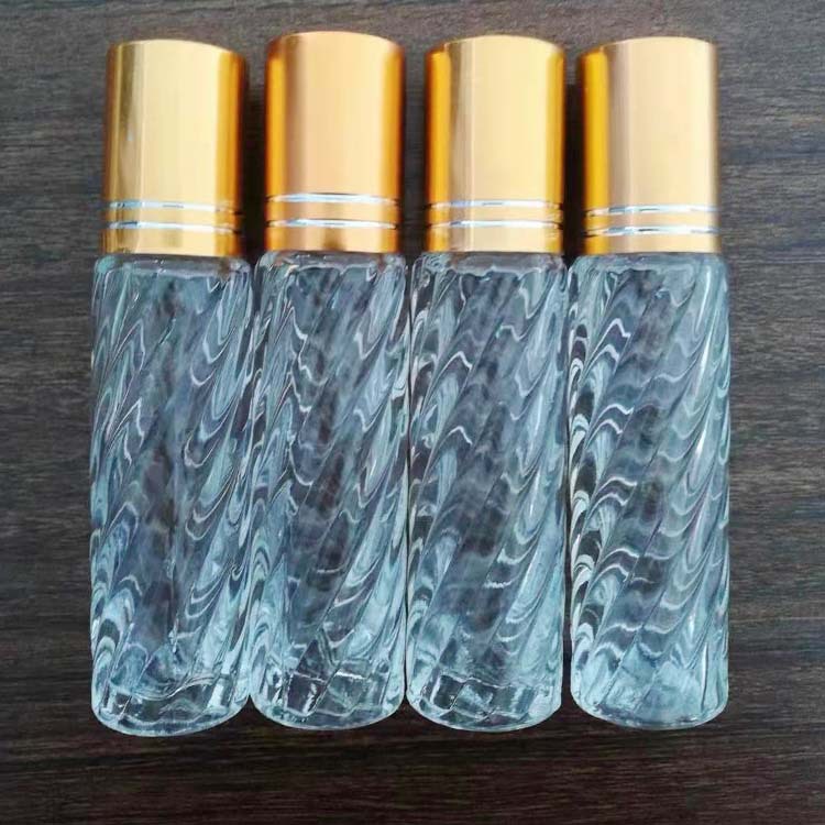 现货雕刻菱形10ml滚珠玻璃瓶 美妆日化包装玻璃瓶精油唇彩分装瓶
