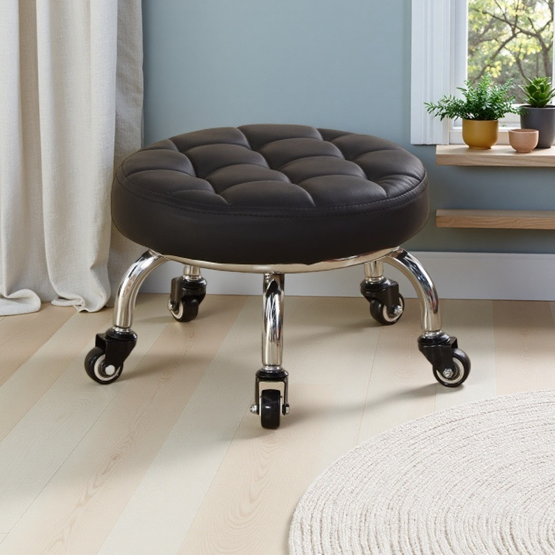 Pulley Low Stool for Home Use with Children, Suitable for Toddlers, Movable Swivel Footstool, Seam Cleaning, Silent Round Chair