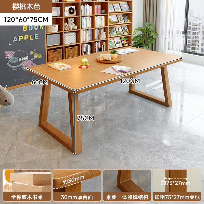 Mesa de escritorio de madera maciza para la sala de estar, escritorio largo, escritorio de lectura, escritorio de estudio, escritorio de computadora de barra larga para dos personas