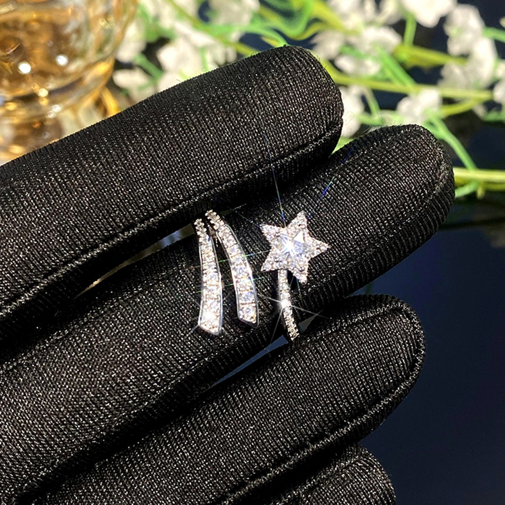 7g Weight Zircon Inlay Material Rings, Earrings Classification Jewelry + Earrings Quantity Holiday, Daily Occasion Copper Material Geometric, Star Pattern All Seasons Season Women's Gender Elegant, Modern Style Style Wholesale Jewelry Elegant Modern Style Geometric Star Copper Zircon Rings Earrings 6