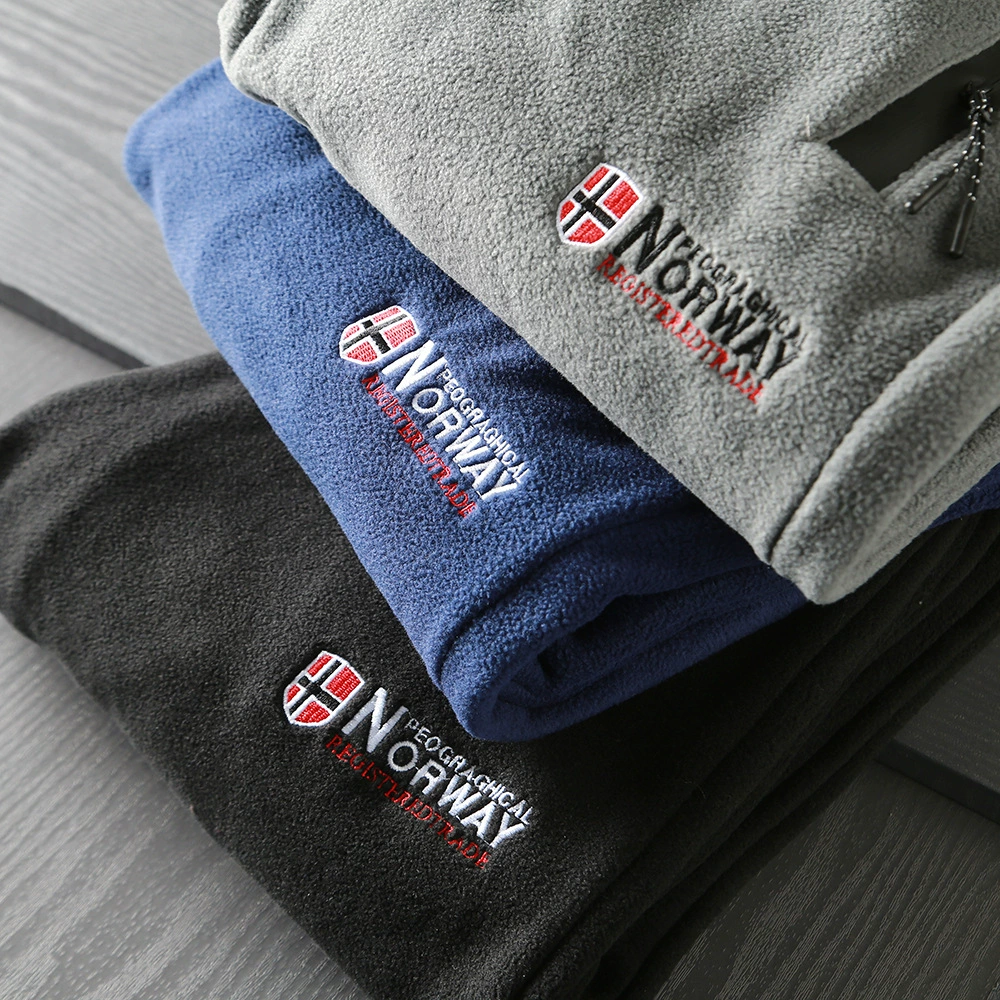 Рекомендуемый товар! Экспортные мужские повседневные спортивные штаны из двустороннего флиса весом 320 г с вышитыми завязками.