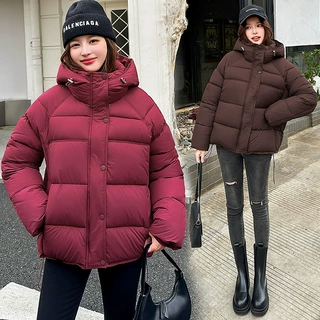 俄市场热销女小斜纹连帽中长款棉服抗皱面料适合线下批量补单