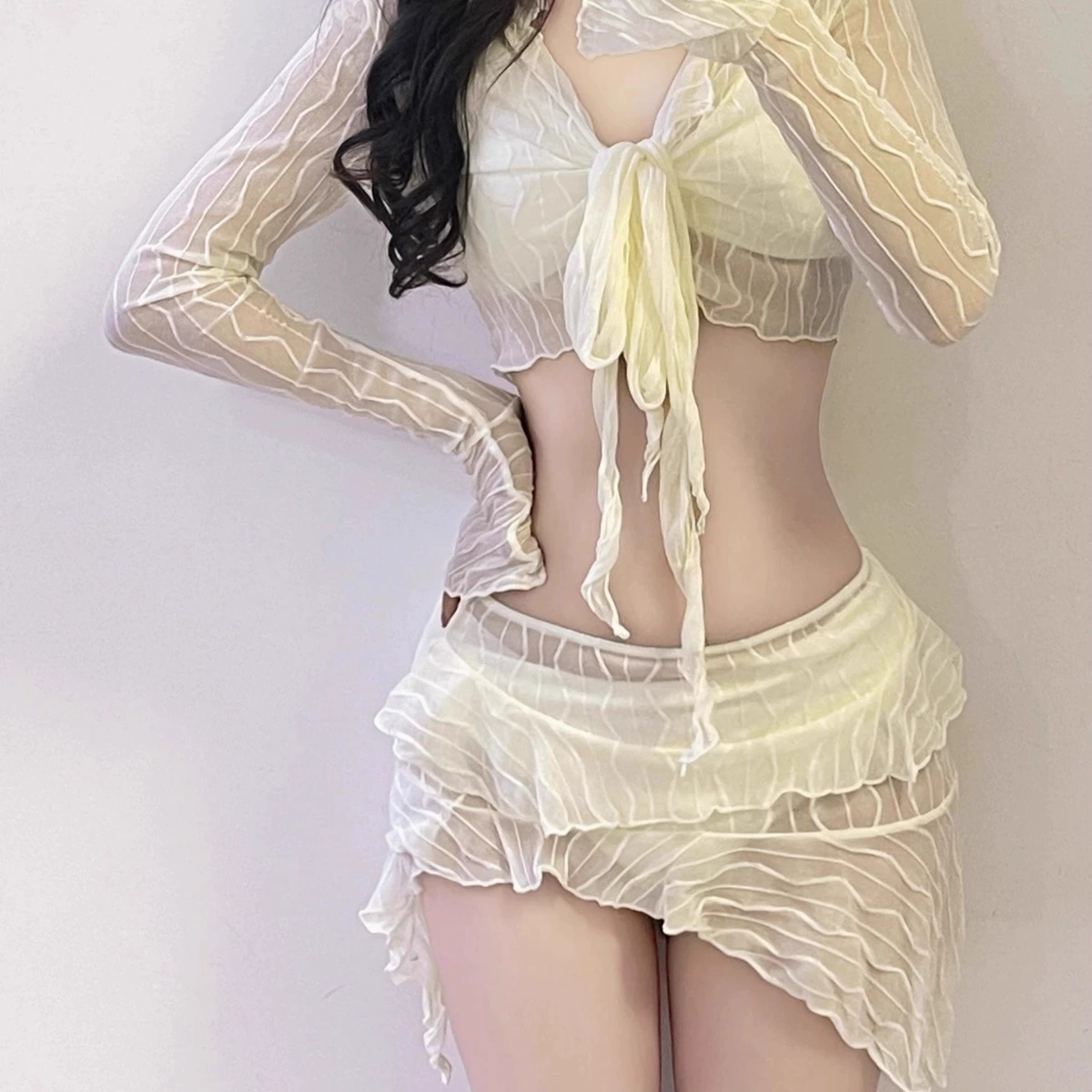 Купальник, sexy раздельный зимний набор, набор из 4 предметов