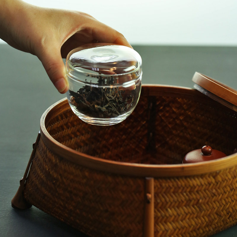 日本式ミニ茶葉缶覚醒茶缶携帯旅行ガラス茶倉香粉缶非密封ガラス缶非密封|undefined