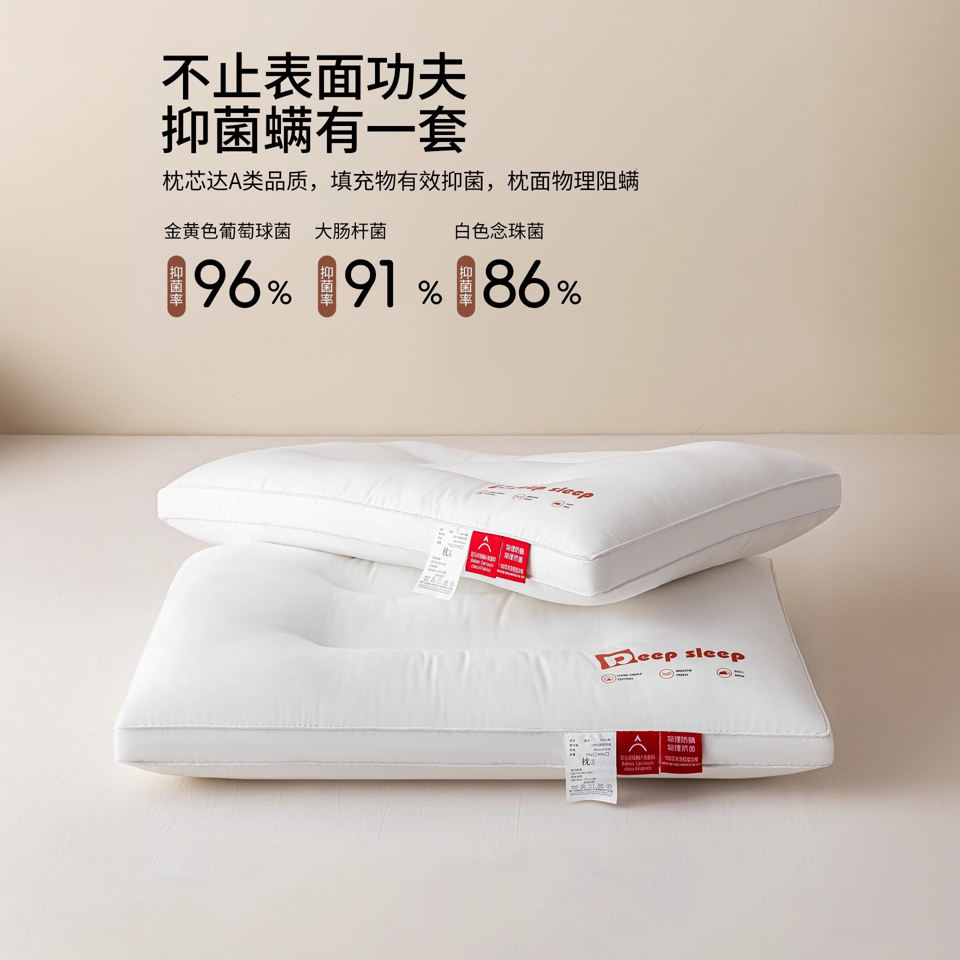Almohada de tres pruebas, protección de la columna cervical, núcleo de almohada para dormir, agua, aceite impermeable, dormitorio lavable, adulto individual