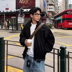 黑色立领飞行夹克男春秋季短款高级感冲锋衣外套休闲宽松男士上衣