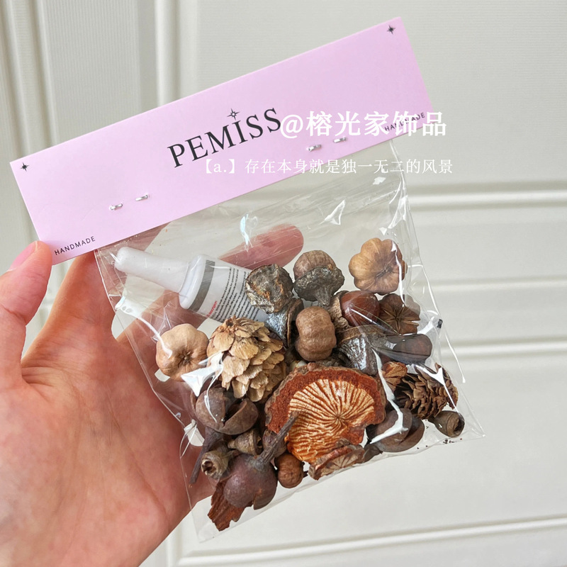 Handmade DIY Material Package Natural Dried Flowers, Fruits and Plants Rings Kindergarten Club Autumn and Winter Activities Team Building Materials