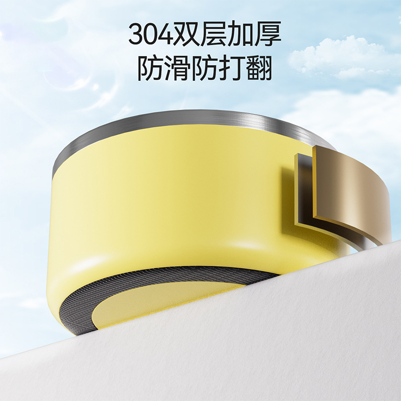 Tazón para mascotas transfronterizo Tazón para perros de acero inoxidable Tazón para perros de doble capa engrosada y anti-volcado Tazón de comida dorada para perros