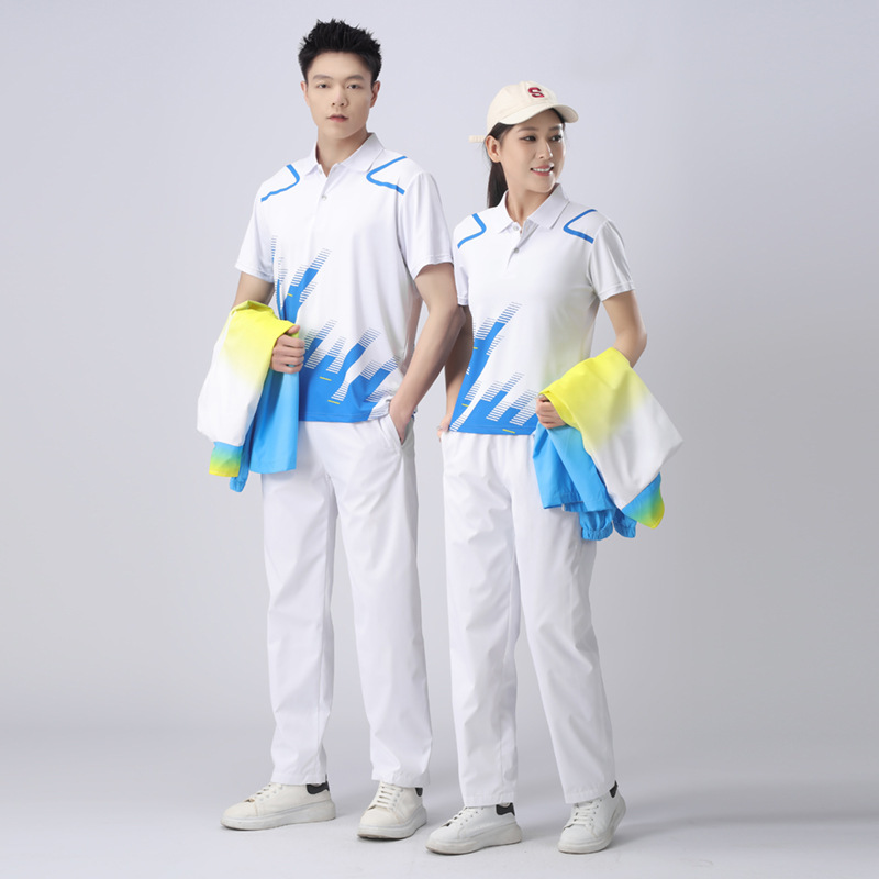 Sportswear Suit, Appearance Suit, Sports Running Martial Arts Coach Short-Sleeved Group Suit, Youth Volunteer Three-Piece Suit