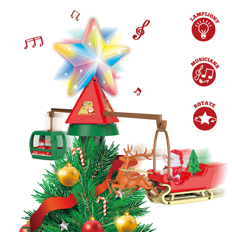 子供のクリスマストレインツリートップ回転スタークリスマス装飾ホテルショッピングモール装飾品ライトミュージックトレイン|undefined