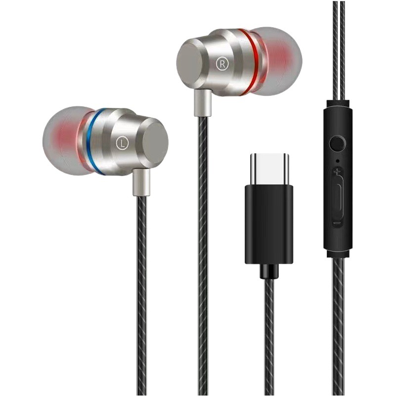 Nuevos auriculares populares de metal auriculares de alta gama con cable de comercio electrónico transfronterizo en la oreja auriculares bajos controlados por cable