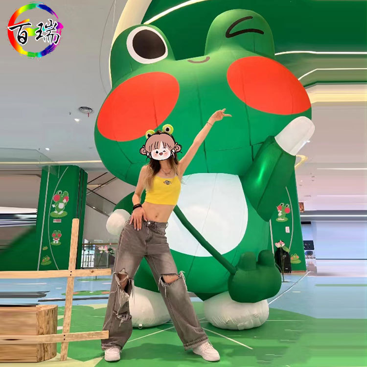 充气户外卡通绿色网红站立青蛙气模商场活动户外露营主题美陈装饰