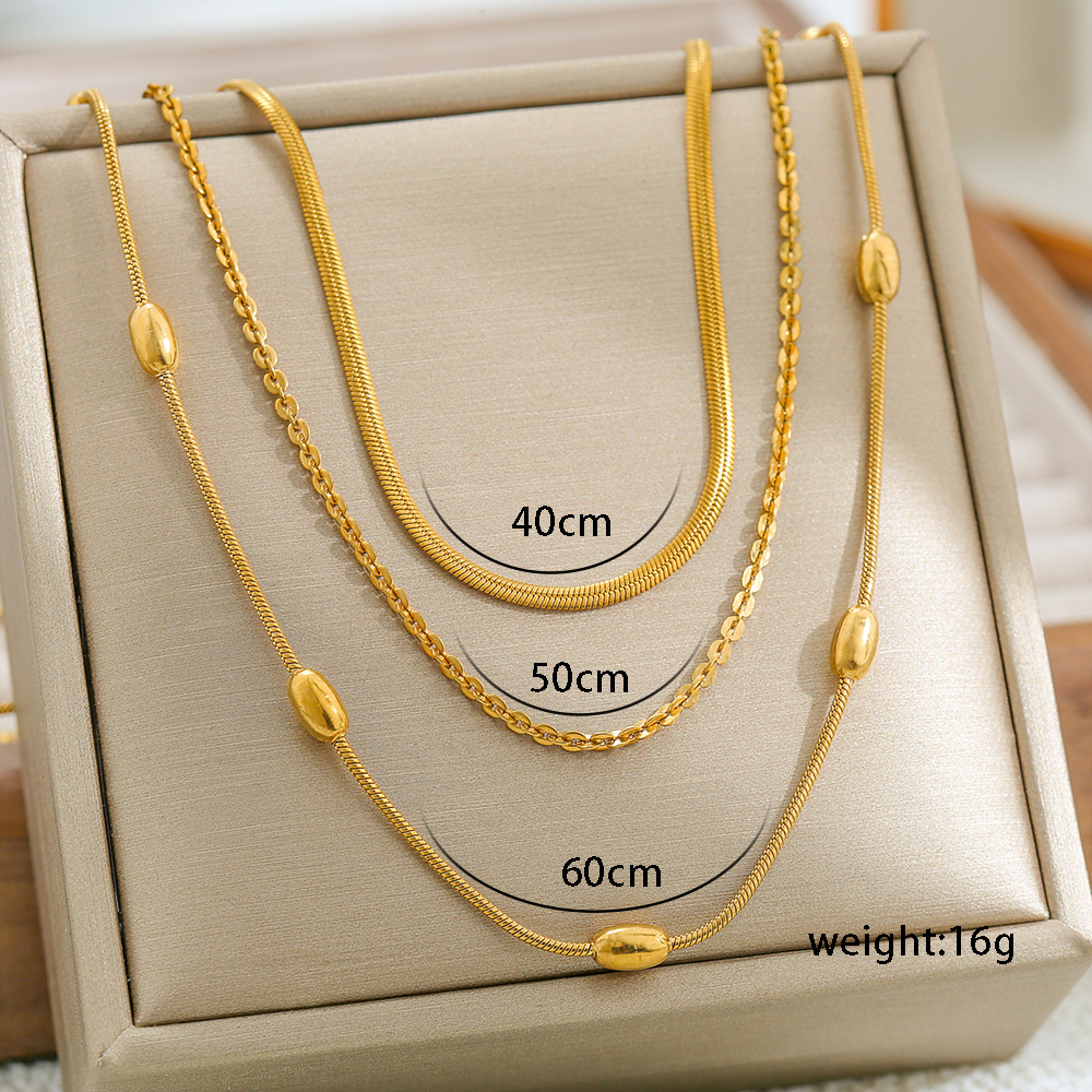 15g Weight Wholesale Jewelry Simple Style Solid Color Titanium Steel Plating Three Layer Necklace