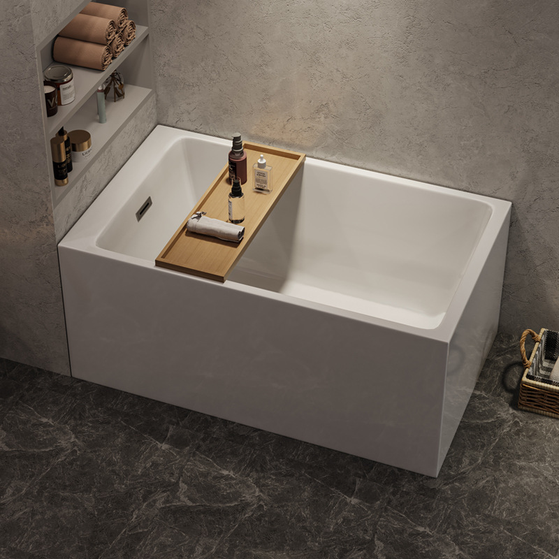 Customized Rectangular Acrylic Bathtub for Small Apartments, Freestanding, Seamless One-Piece Design, Small Cross-Border