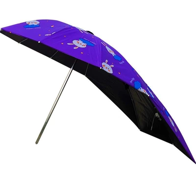 sunshade, black vinyl sun – Elektromobil üçün ön şüşə çətiri (günlük) - cartoon-rabbit-purple-extended-vinyl-umbrella-single-umbrella-without-a-stand