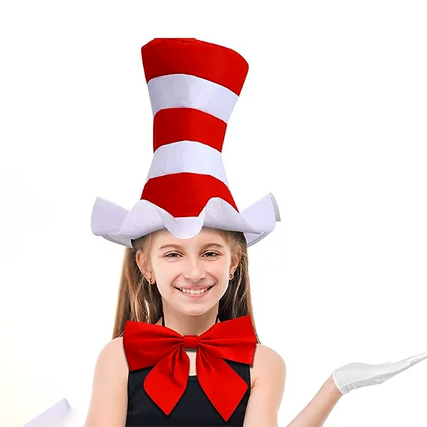 Factory direct supply Halloween Dr. Suss birthday party hat cosplay stage props red and white striped hat