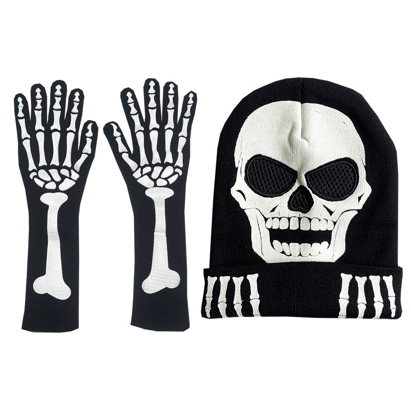 亚马逊欧美跨境夜光骷髅头骨爪手套万圣节发光手套Skull Gloves|undefined