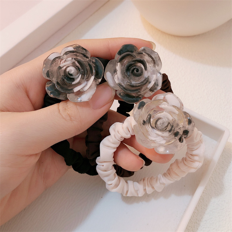 Camellia original anillo de pelo intestino delgado temperamento flor de la niña cuerda de cabeza de banda de goma de alta elasticidad cuerda de pelo universal adornos para el pelo