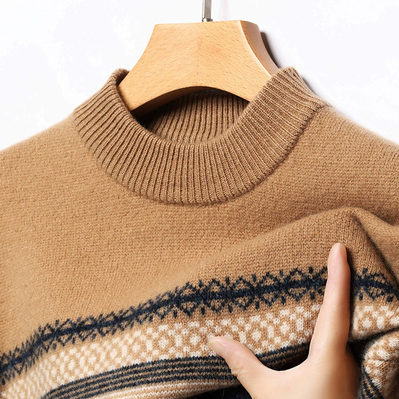  Woolen sweater with a round collar, men's demi-season base body-friendly knitted long-sleeve