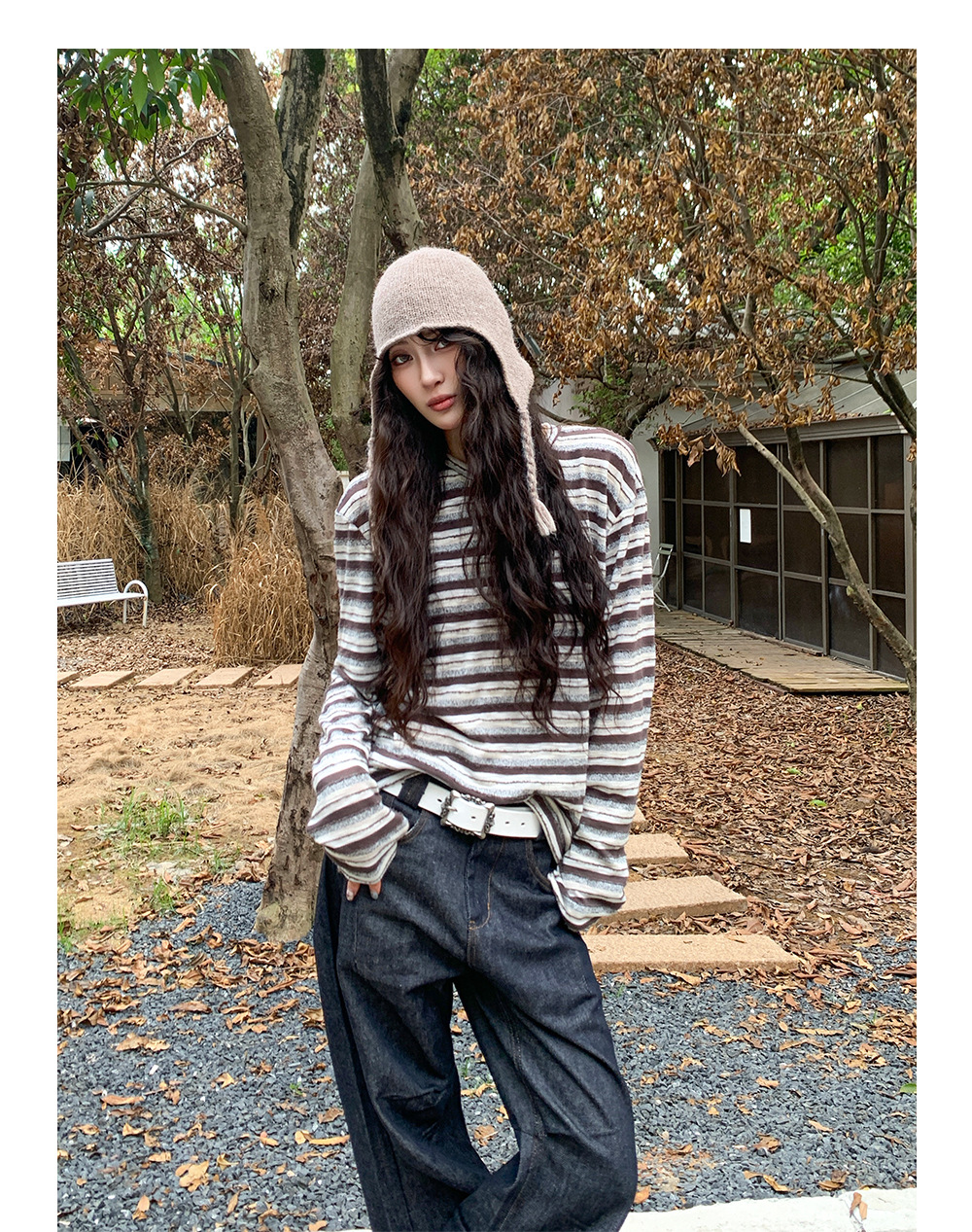 MADEEXTREME 180g Striped Drop-Shoulder Long-Sleeve Tee